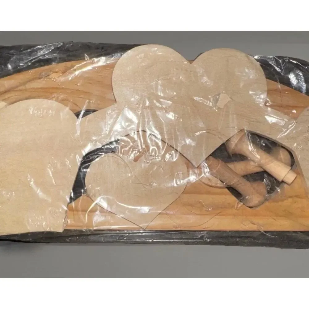Vintage Heart Wood Plaque DIY Kit Unfinished Craft Project - 9x18 Shelf - NOS